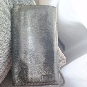 Fossil Black Leather Wallet with Textured Finish